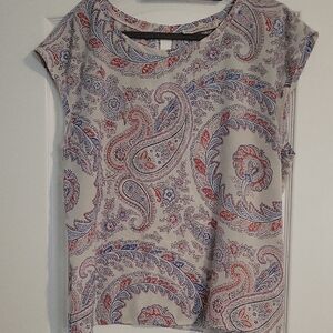 Abercrombie & Fitch Paisley Print Short Sleeve Top Women’s XL Boho Casual